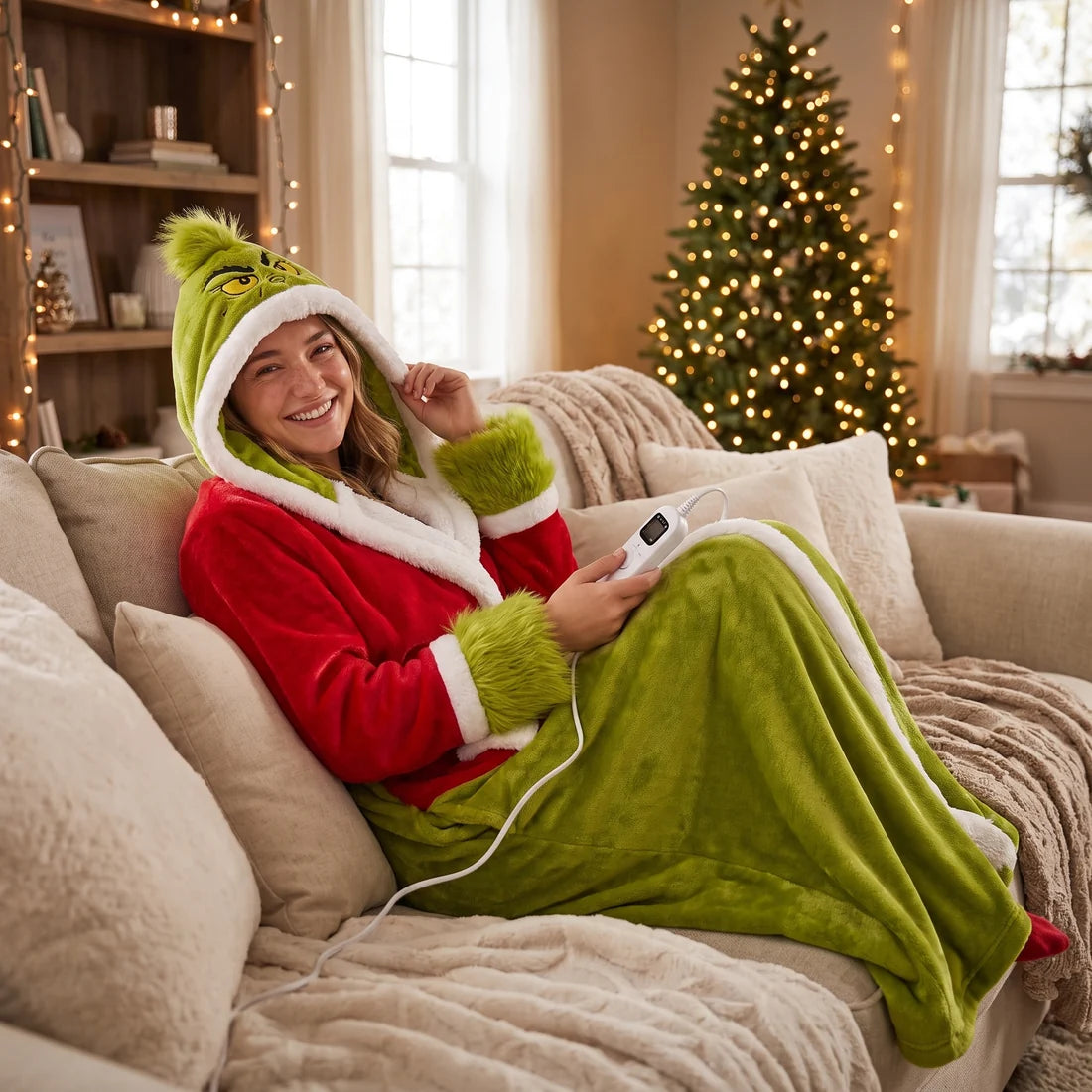 Cozy Grinch Heated Blanket