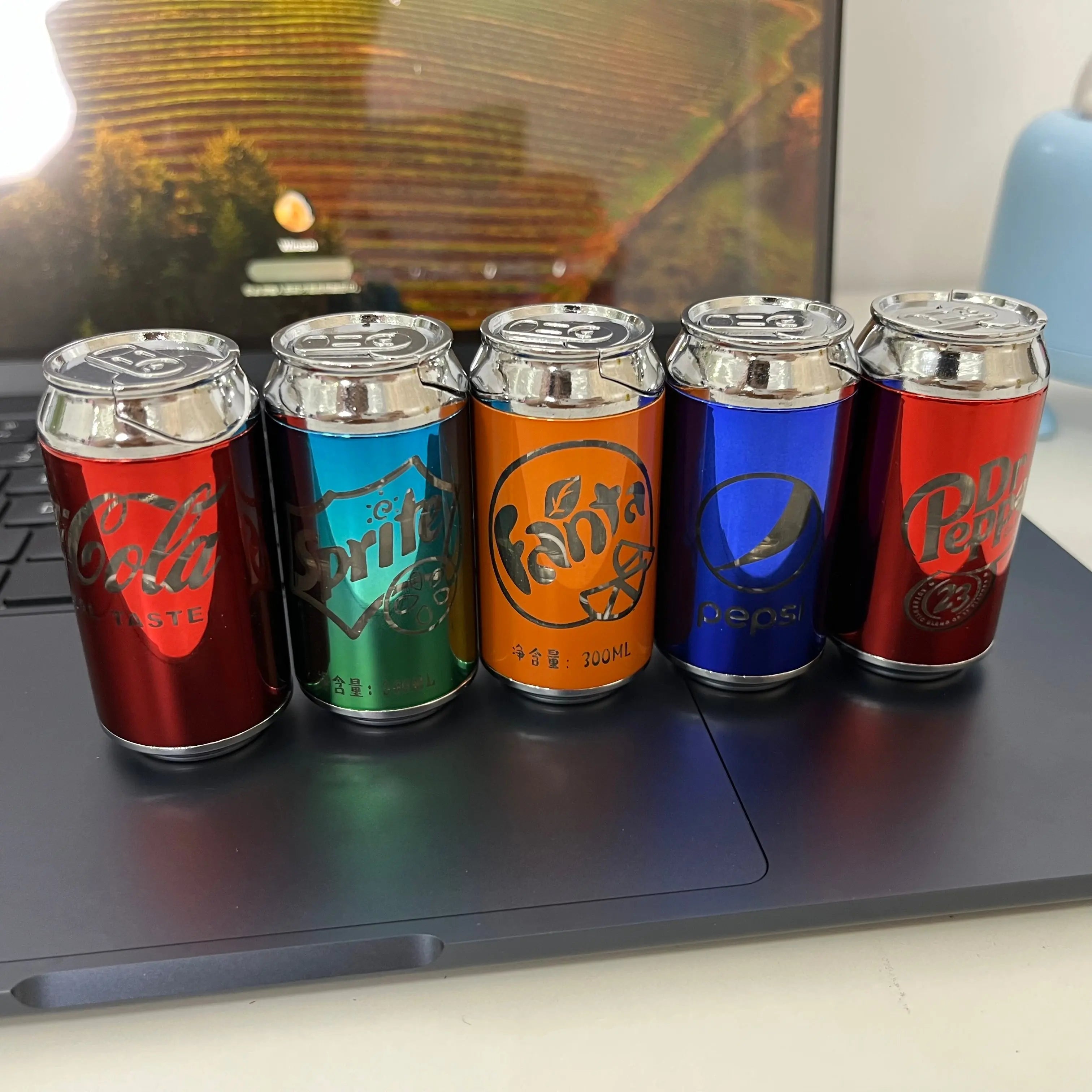 Can creative windproof refillable lighter with pink flame Trendslana