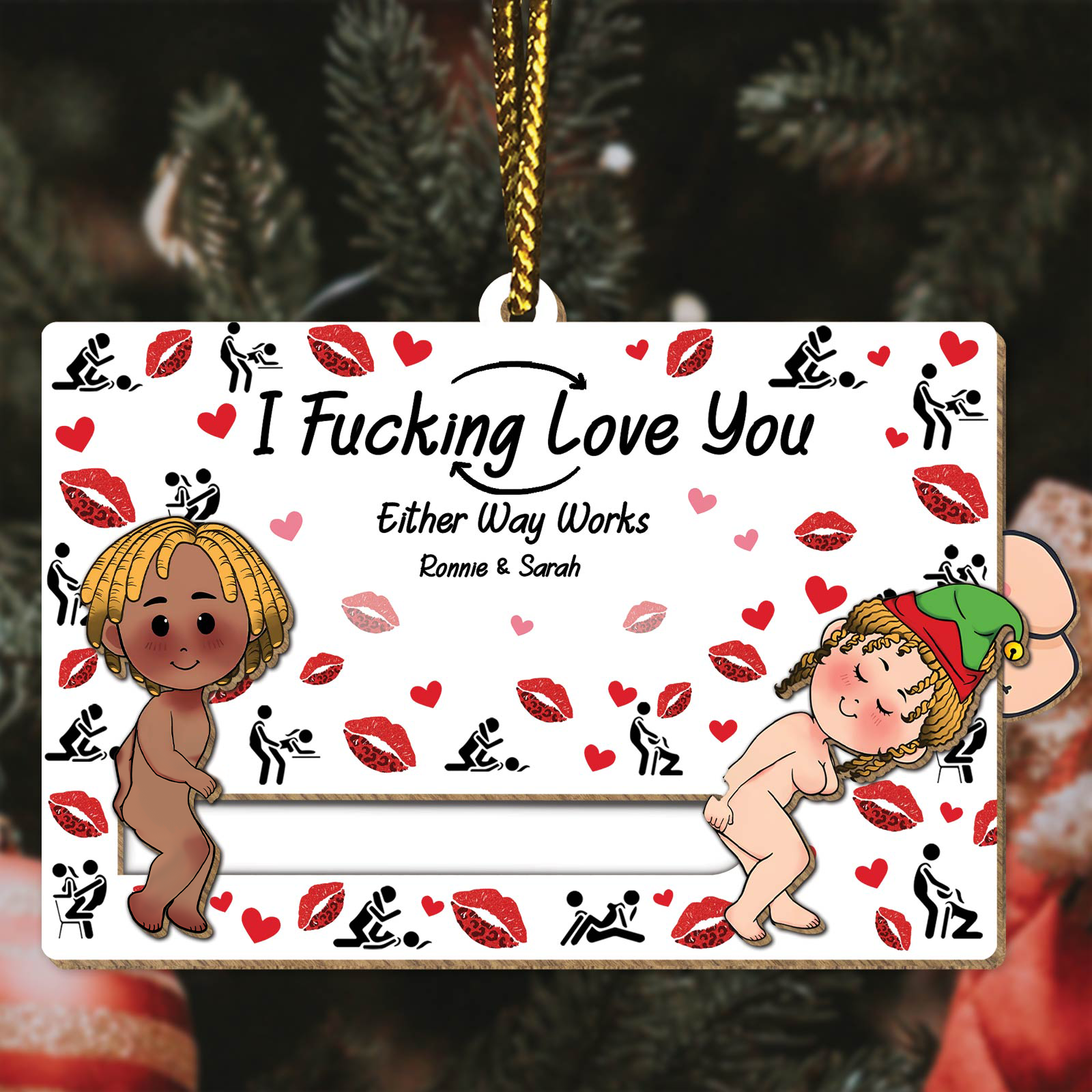 I Fucking Love You -  Wooden Slider Ornament