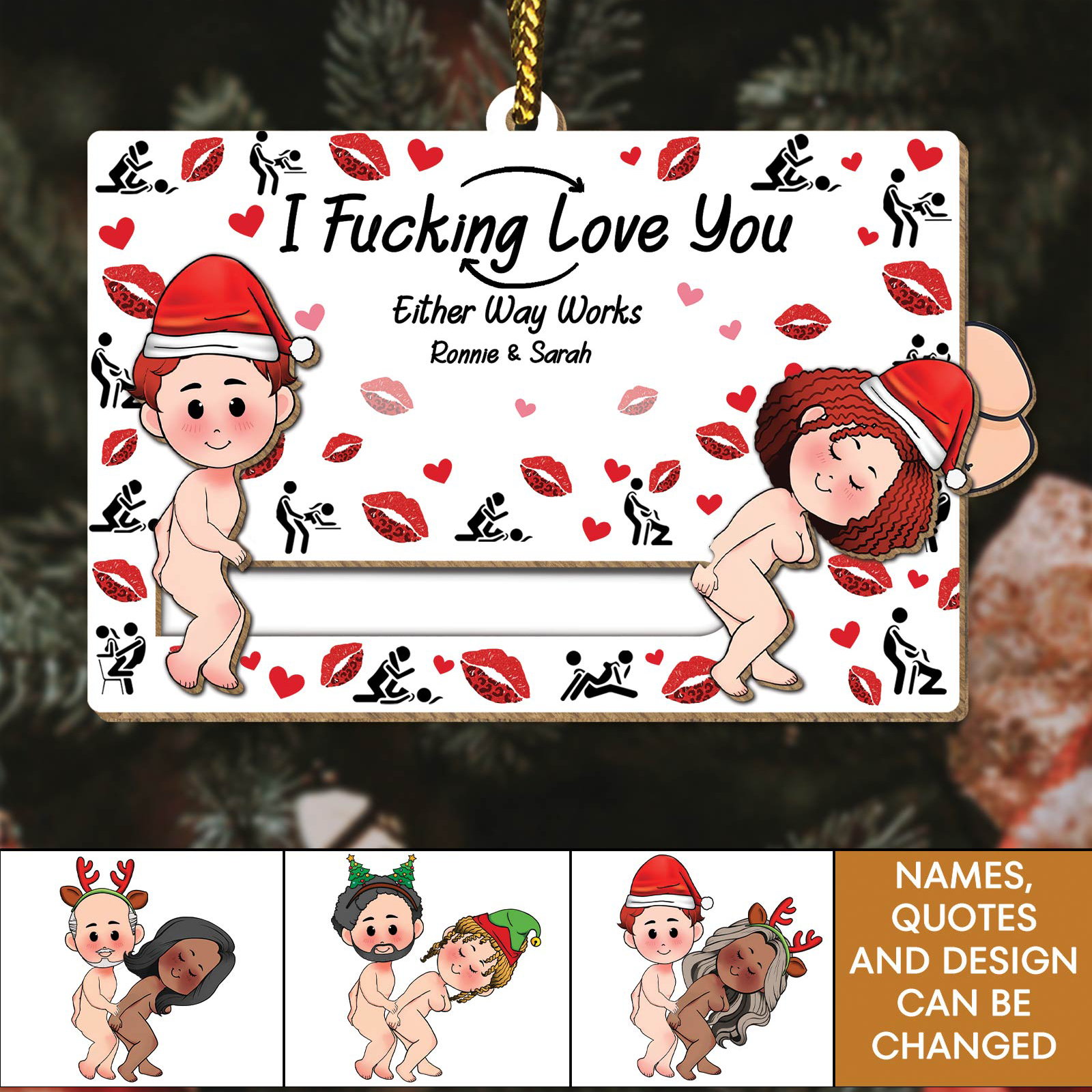 I Fucking Love You -  Wooden Slider Ornament