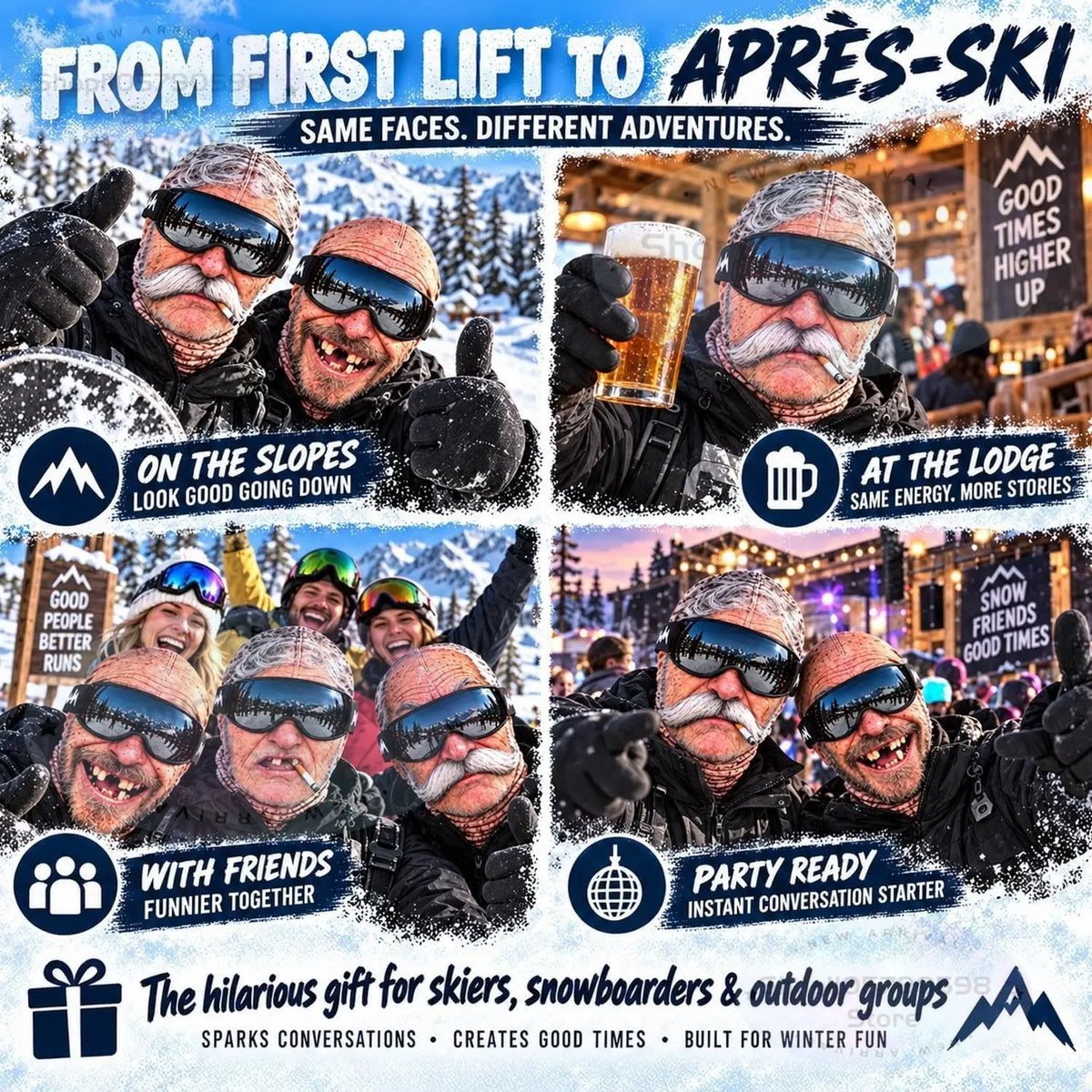 Funny Old Man 3D Ski Mask