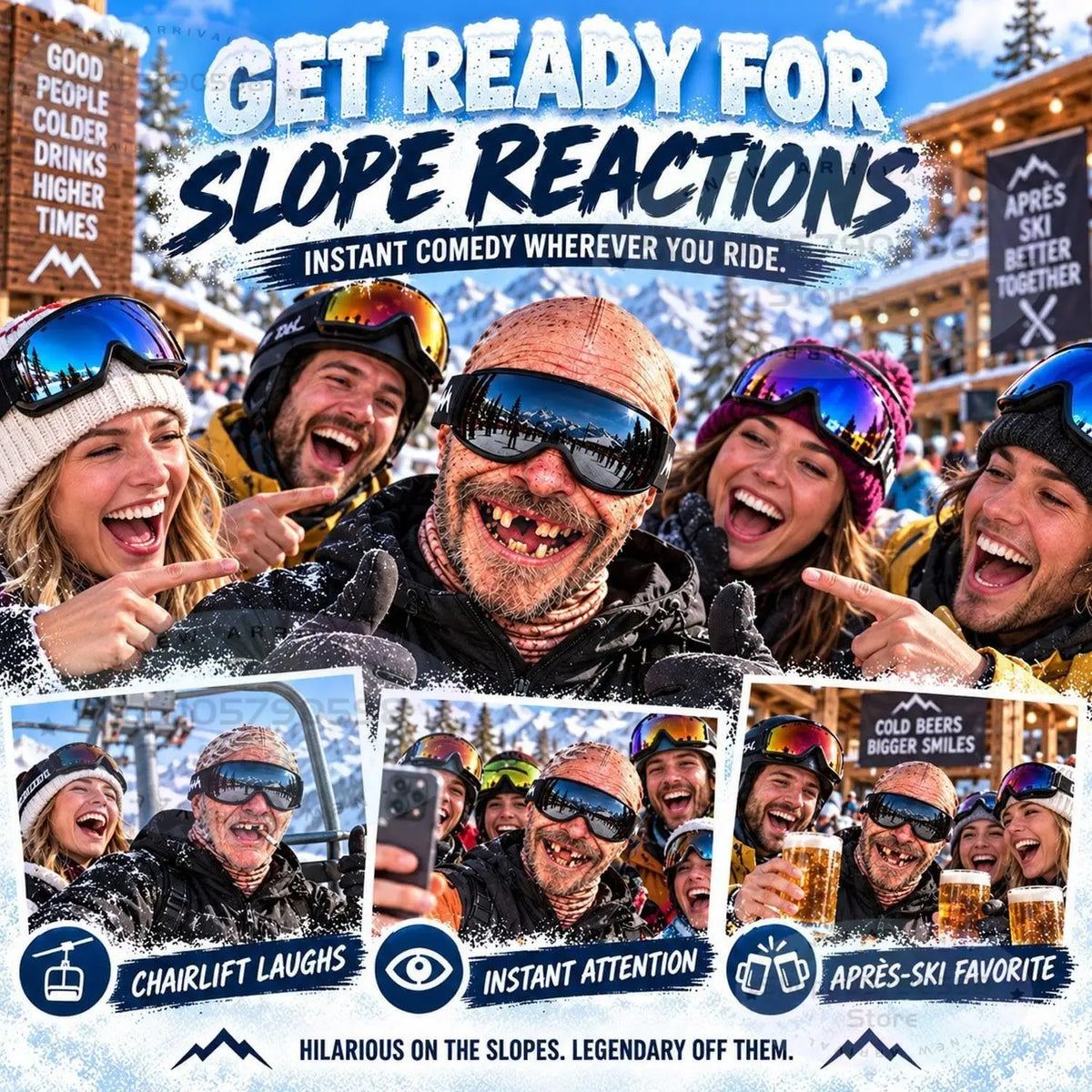 Funny Old Man 3D Ski Mask