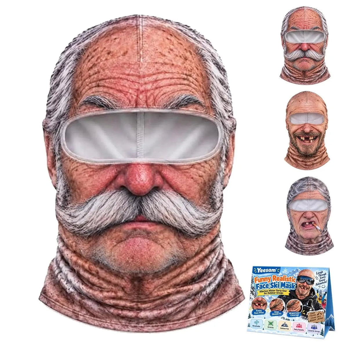 Funny Old Man 3D Ski Mask