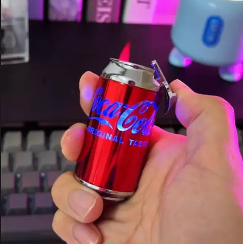 Can creative windproof refillable lighter with pink flame Trendslana