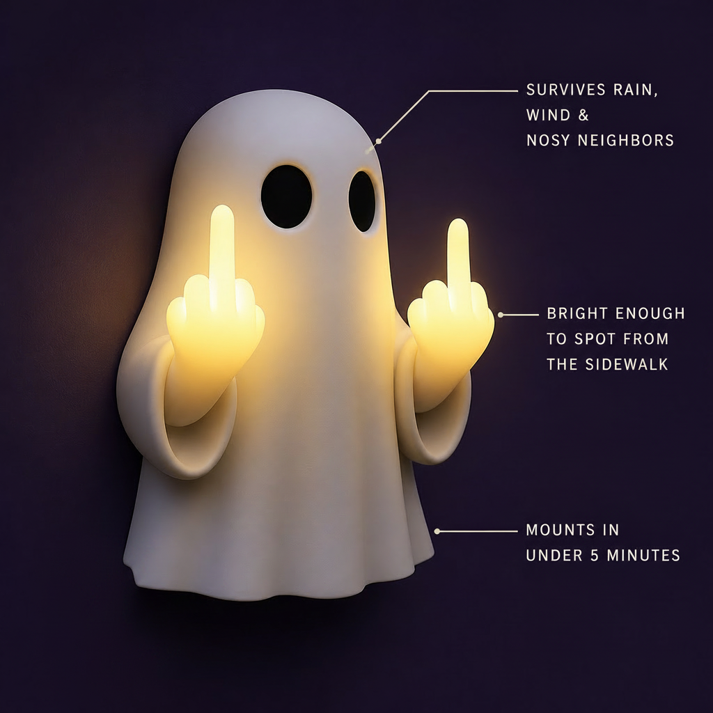 Halloween Ghost Middle Finger Statue