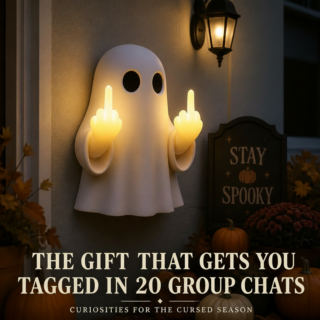 Halloween Ghost Middle Finger Statue