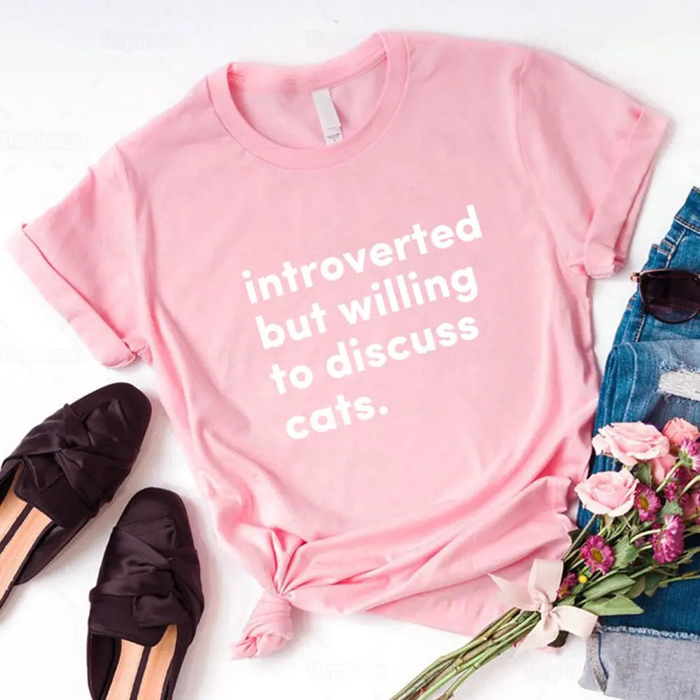 Introverted But Willing To Discuss Cats / Plants T-Shirt Trendslana