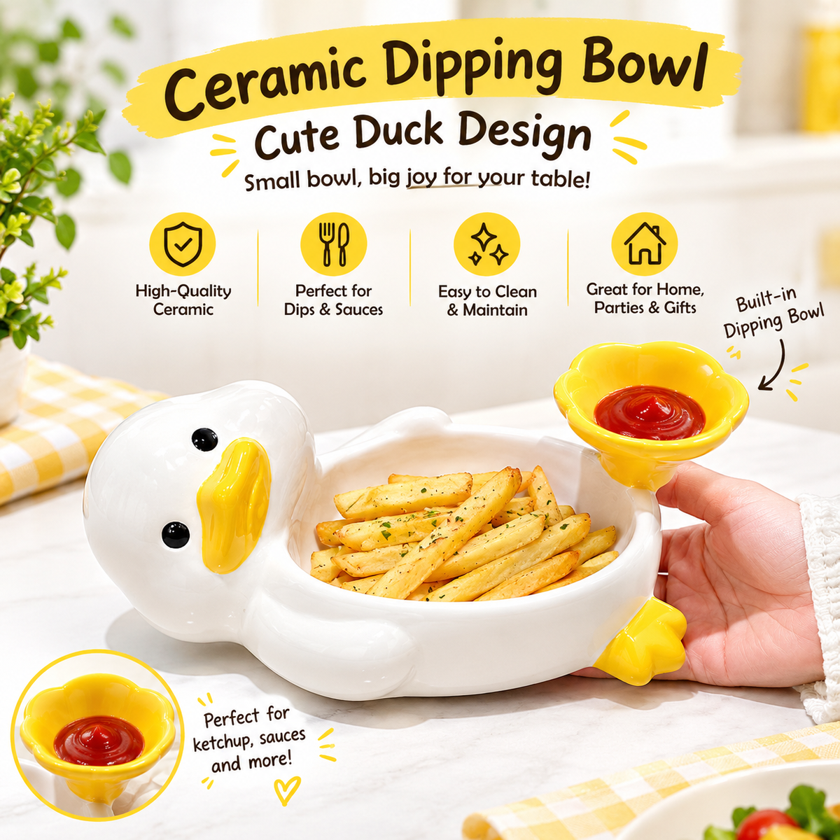 Cute Duck Snack & Dipping Bowl