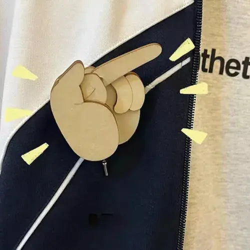 Funny Wooden Middle Finger Brooch mystore