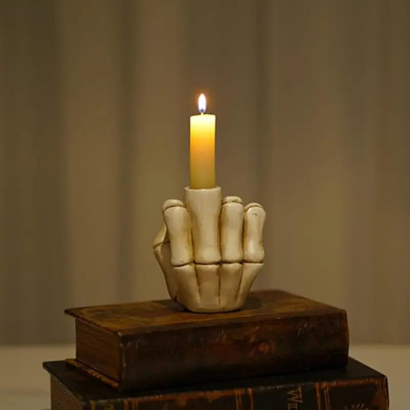 Skeleton Middle Finger Candle Holder Trendslana