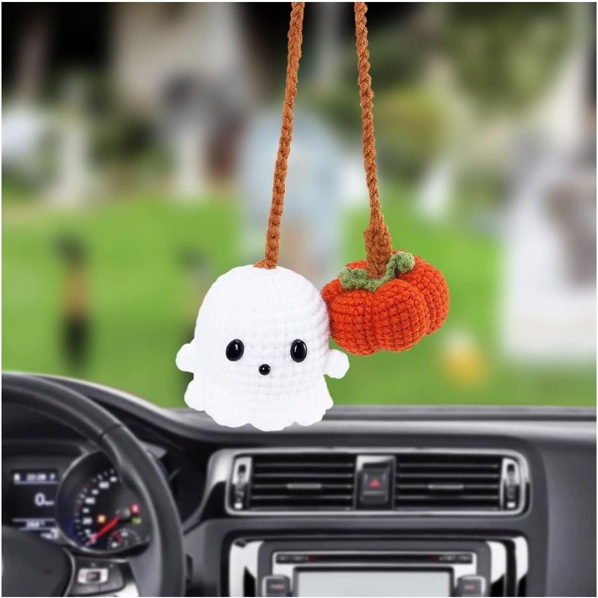 Pumpkin Handmade Crochet Car Ornament