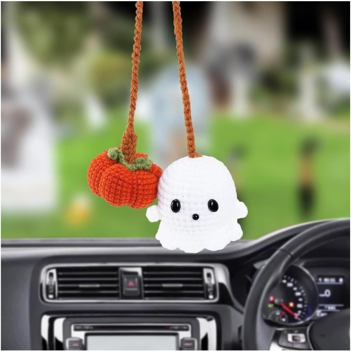 Pumpkin Handmade Crochet Car Ornament