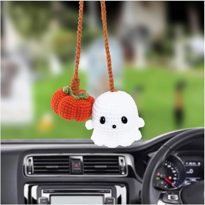 Pumpkin Handmade Crochet Car Ornament