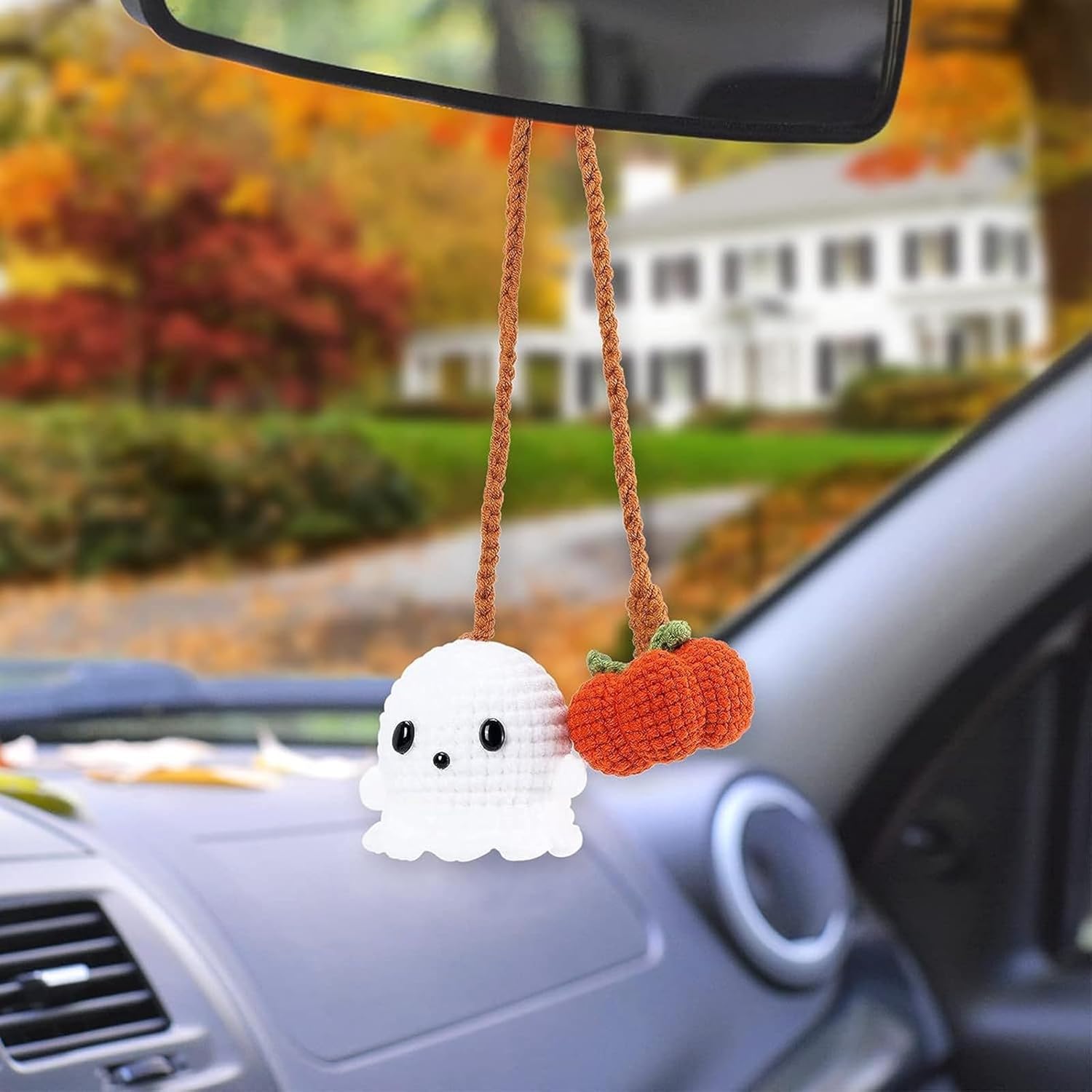 Pumpkin Handmade Crochet Car Ornament