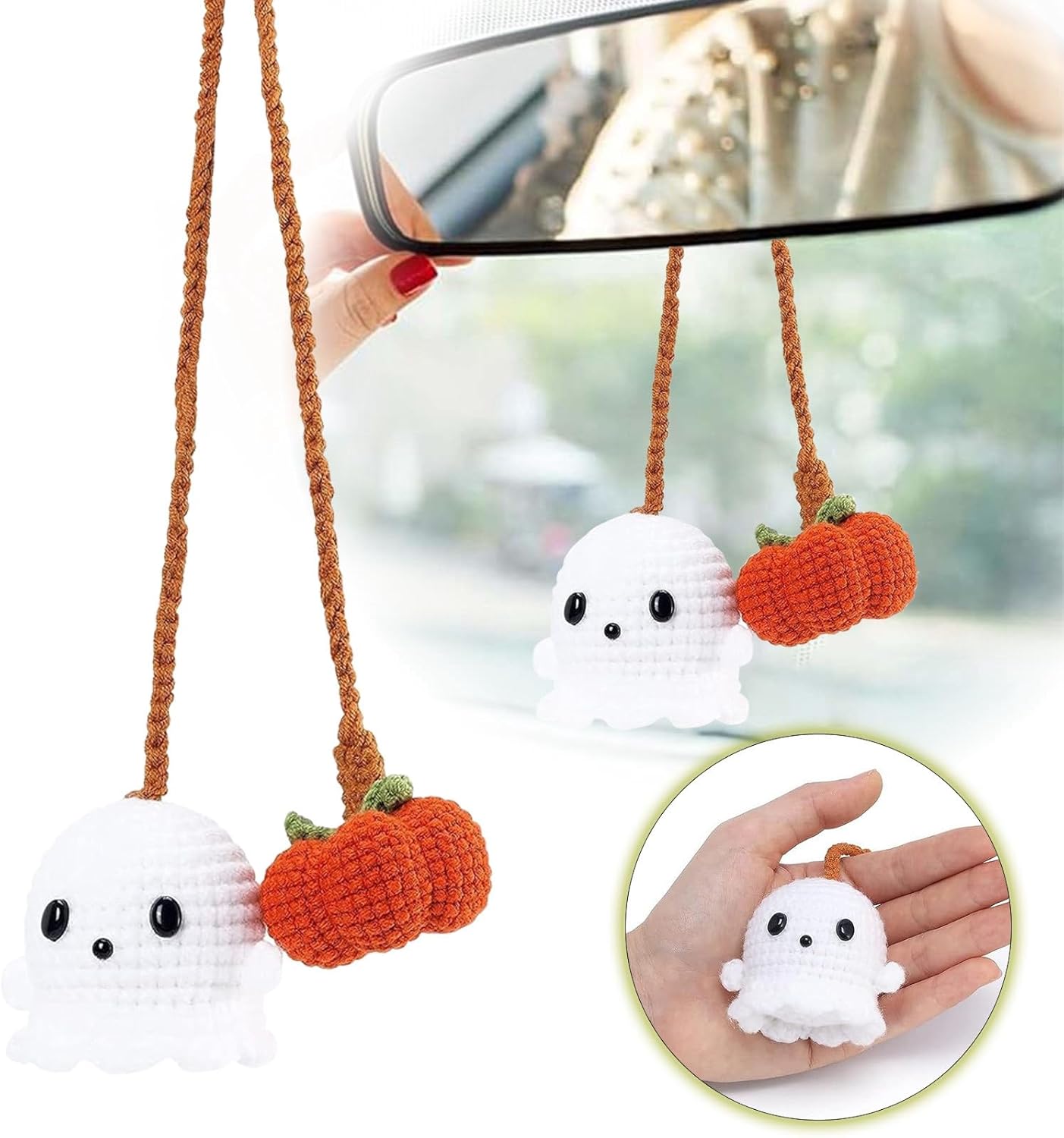 Pumpkin Handmade Crochet Car Ornament