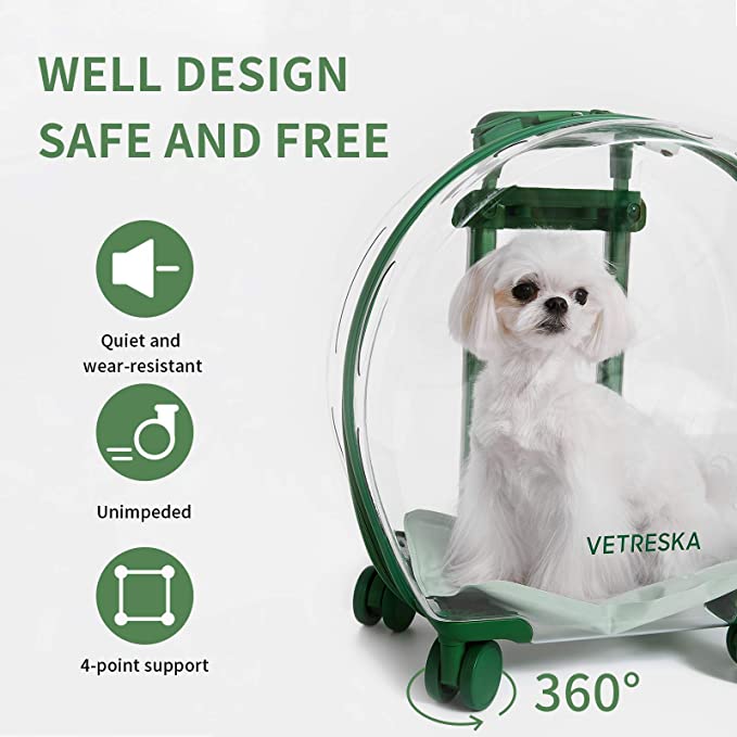 Pet Carrier with Stickers and 2 Mats, Pet Bag Trolley Case