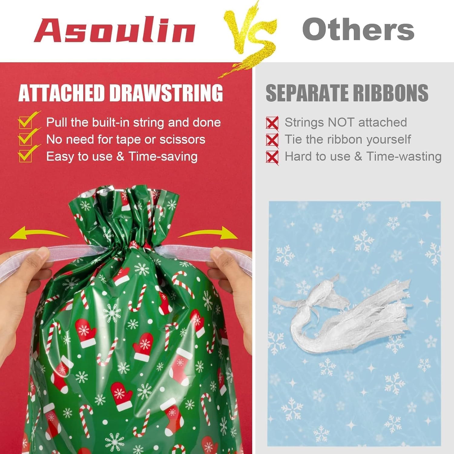 Christmas Drawstring Gift Bags