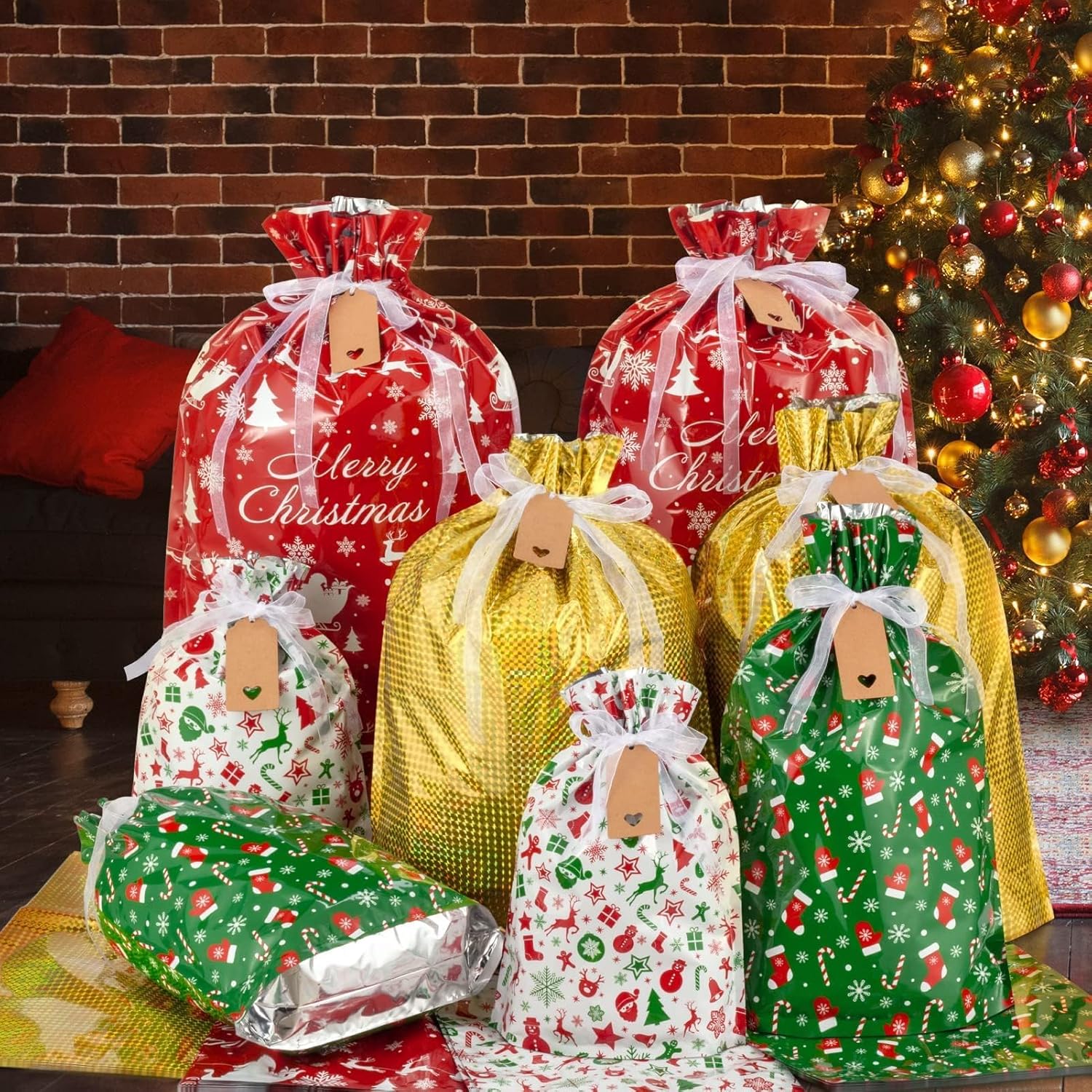 Christmas Drawstring Gift Bags