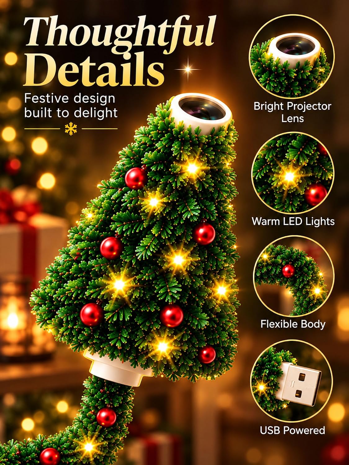 Plug-in Christmas tree projection night light