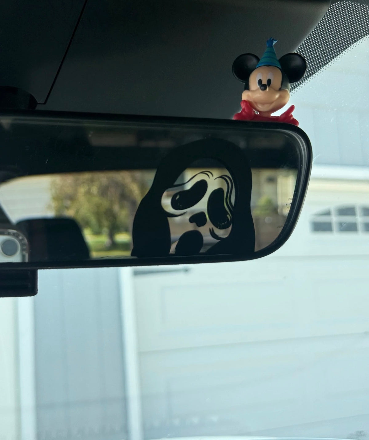 Peeking Ghost Face Rearview Mirror Car Decal