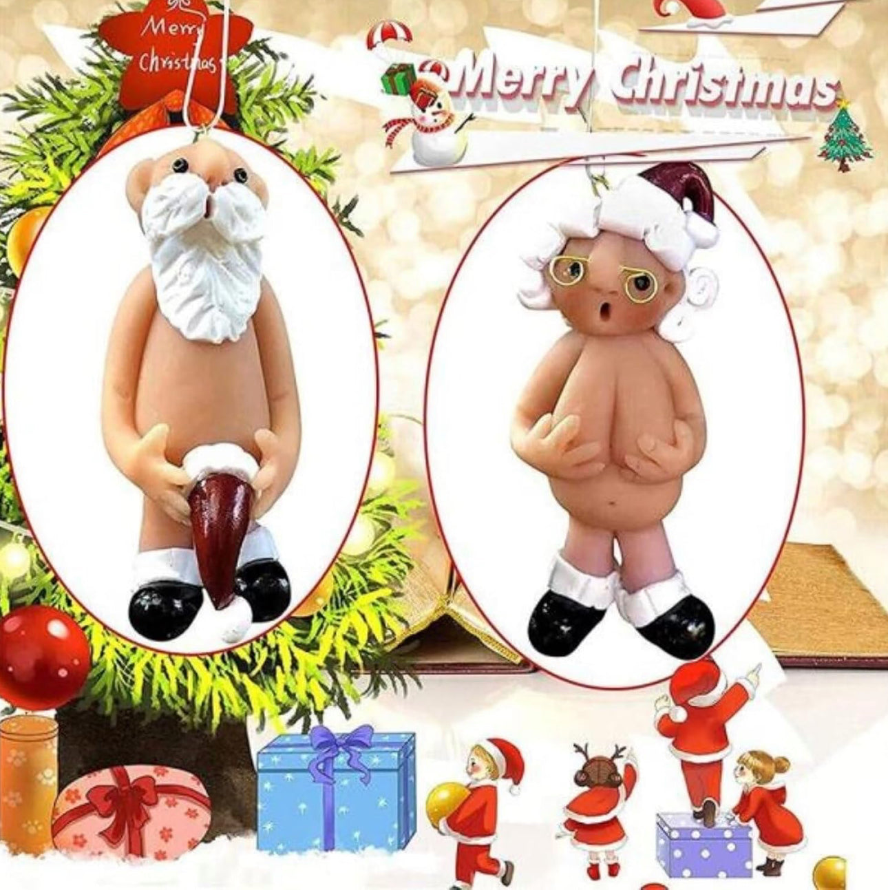 Naughty Naked Santa Claus Ornament