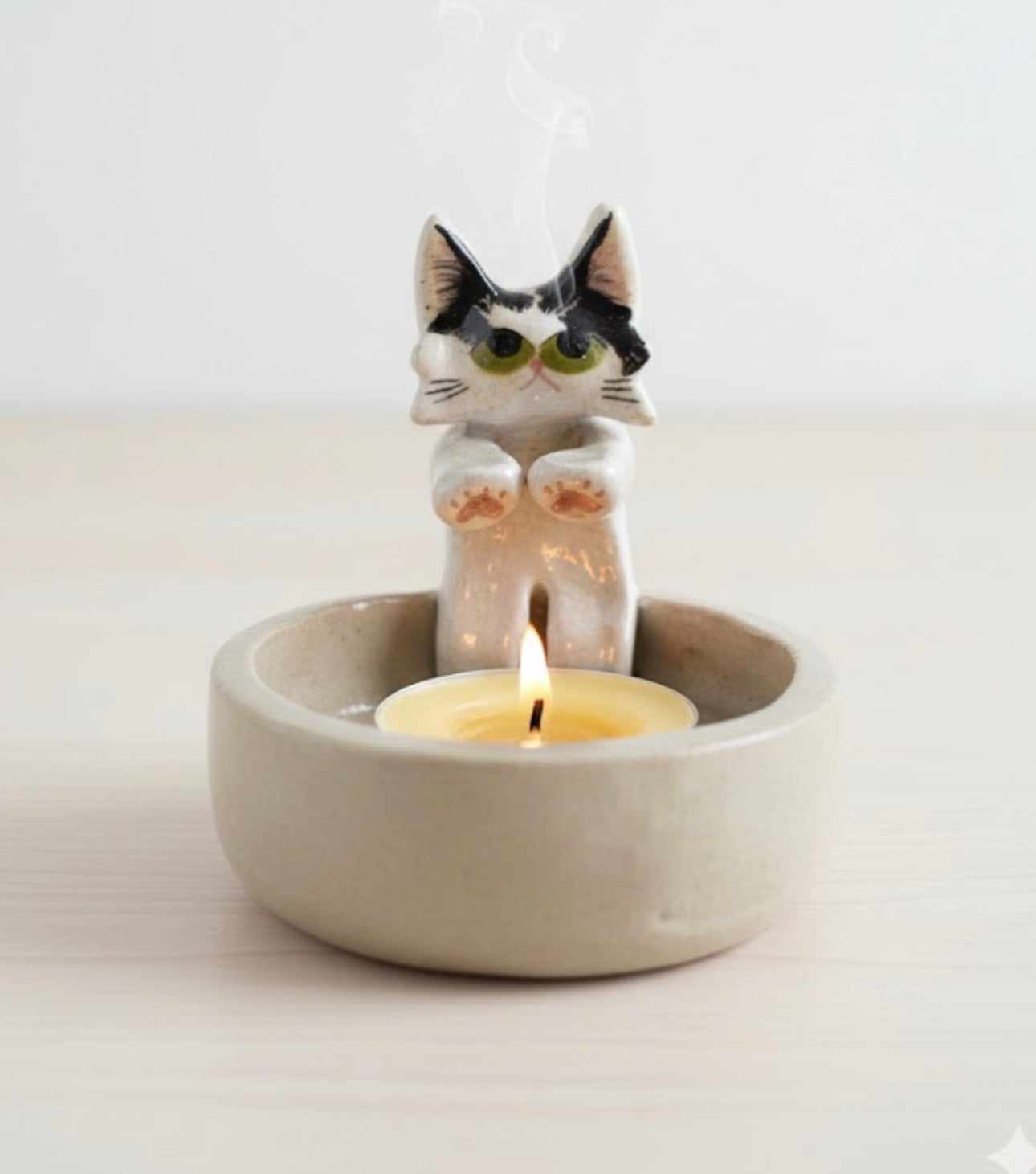 Ceramic Cat Candle Holder