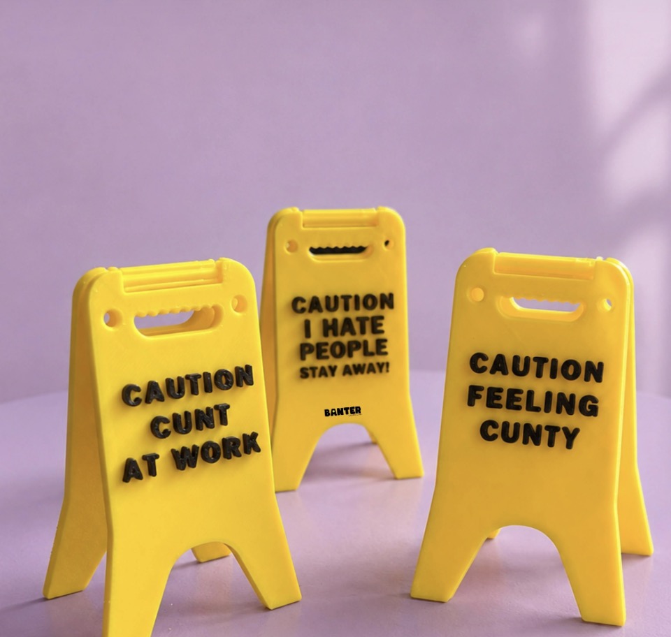 CAUTION CUNT AT WORK MINI DESK SIGN