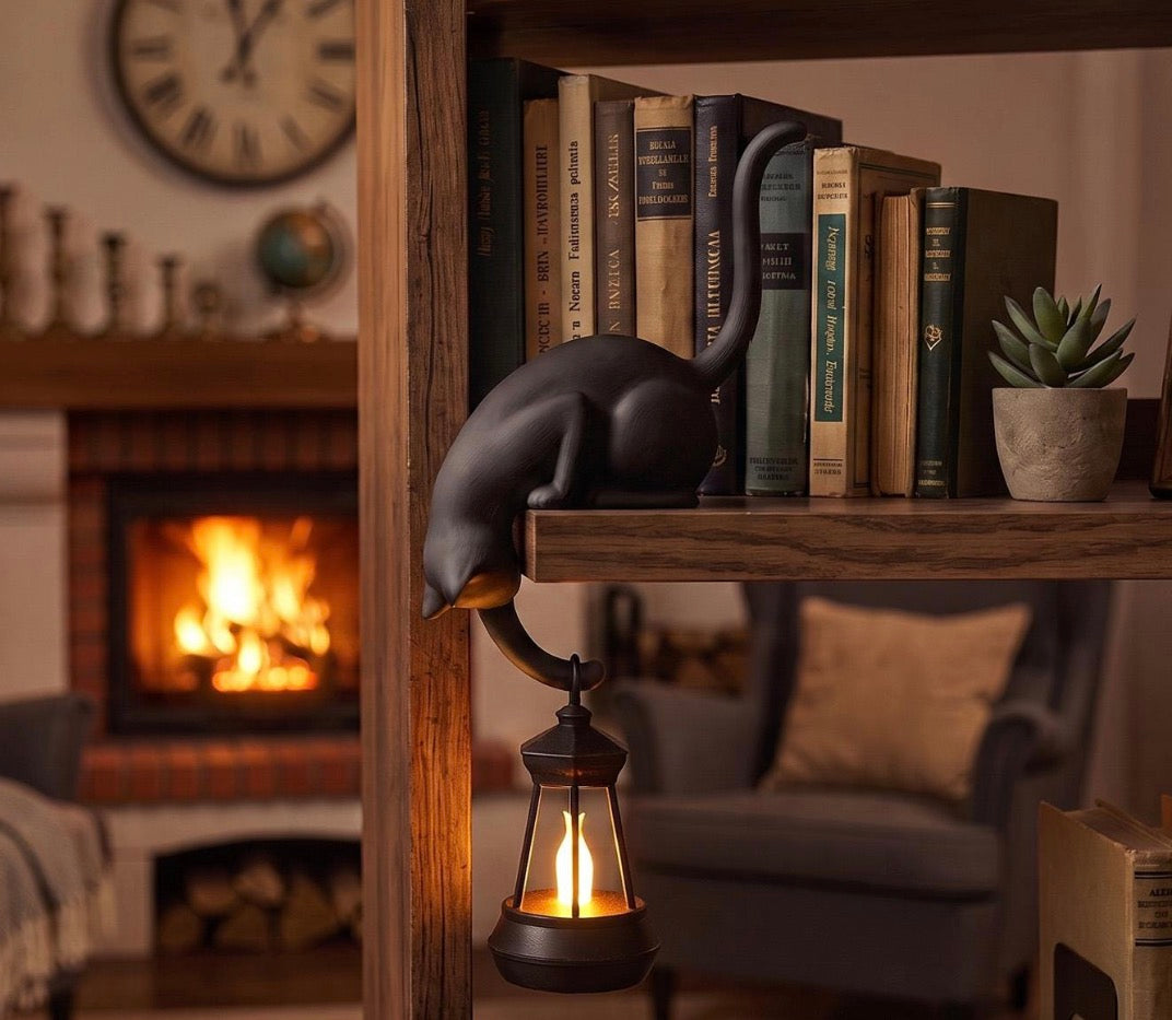 Cat Hook With Vintage Lantern