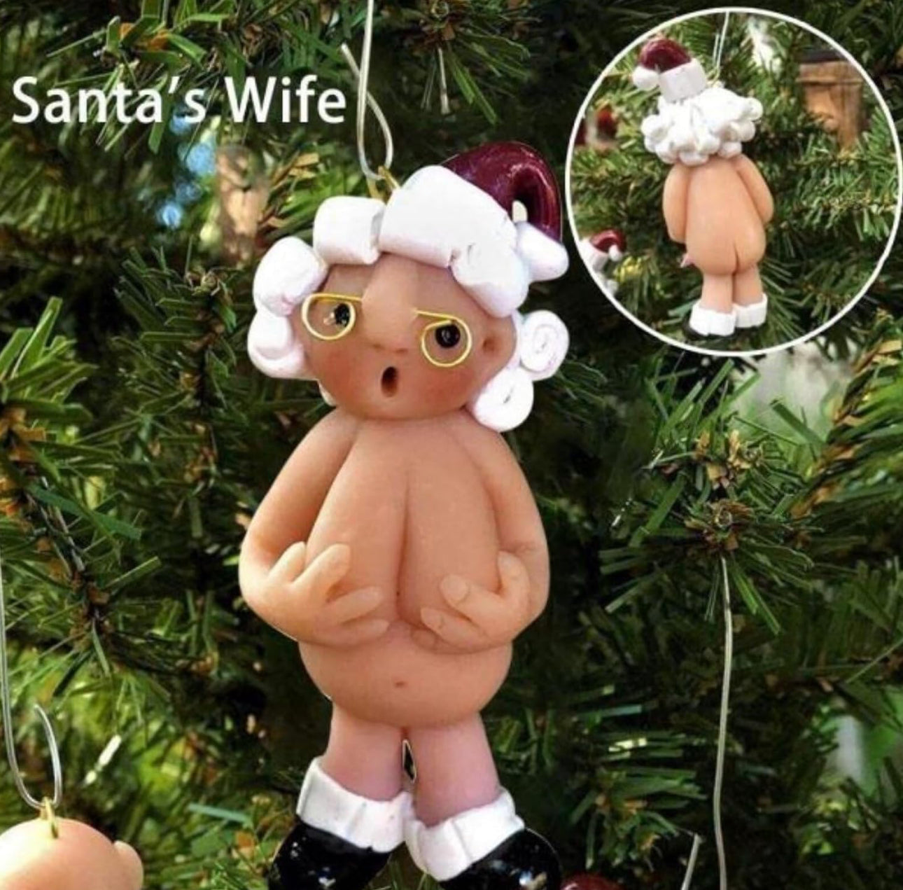 Naughty Naked Santa Claus Ornament