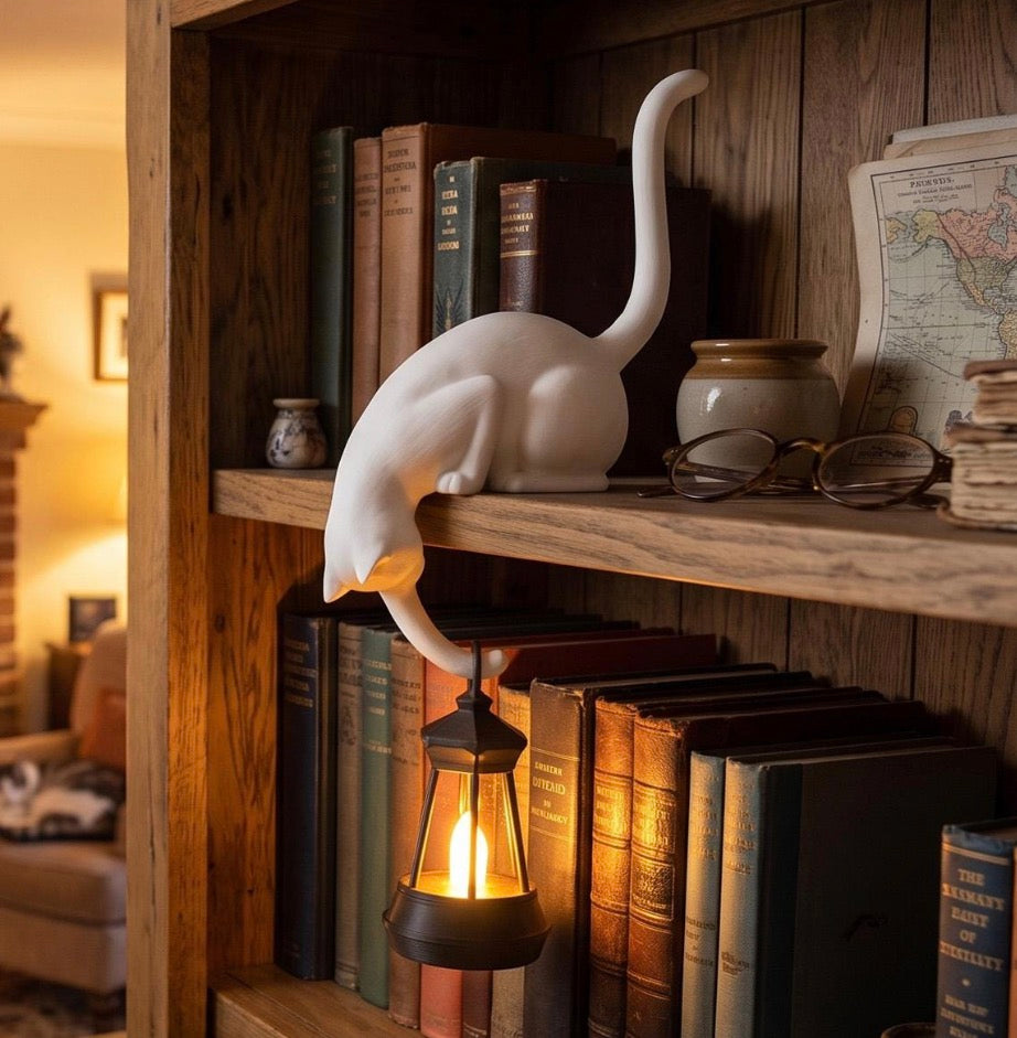 Cat Hook With Vintage Lantern
