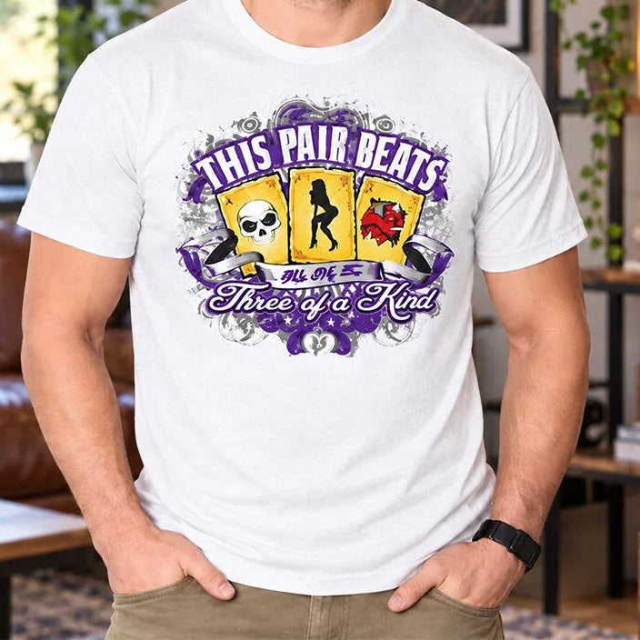 This Pair Beats Three of A Kind Funny Poker Fake Boobs Flip Shirt