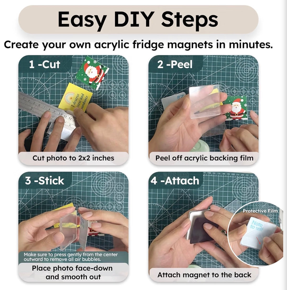 Clear Acrylic DIY Fridge Magnets Set