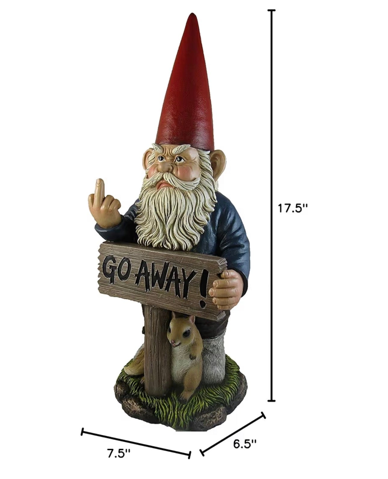 GARDEN GNOME STATUE WITH 'GO AWAY' SIGN – FUNNY OUTDOOR DECOR