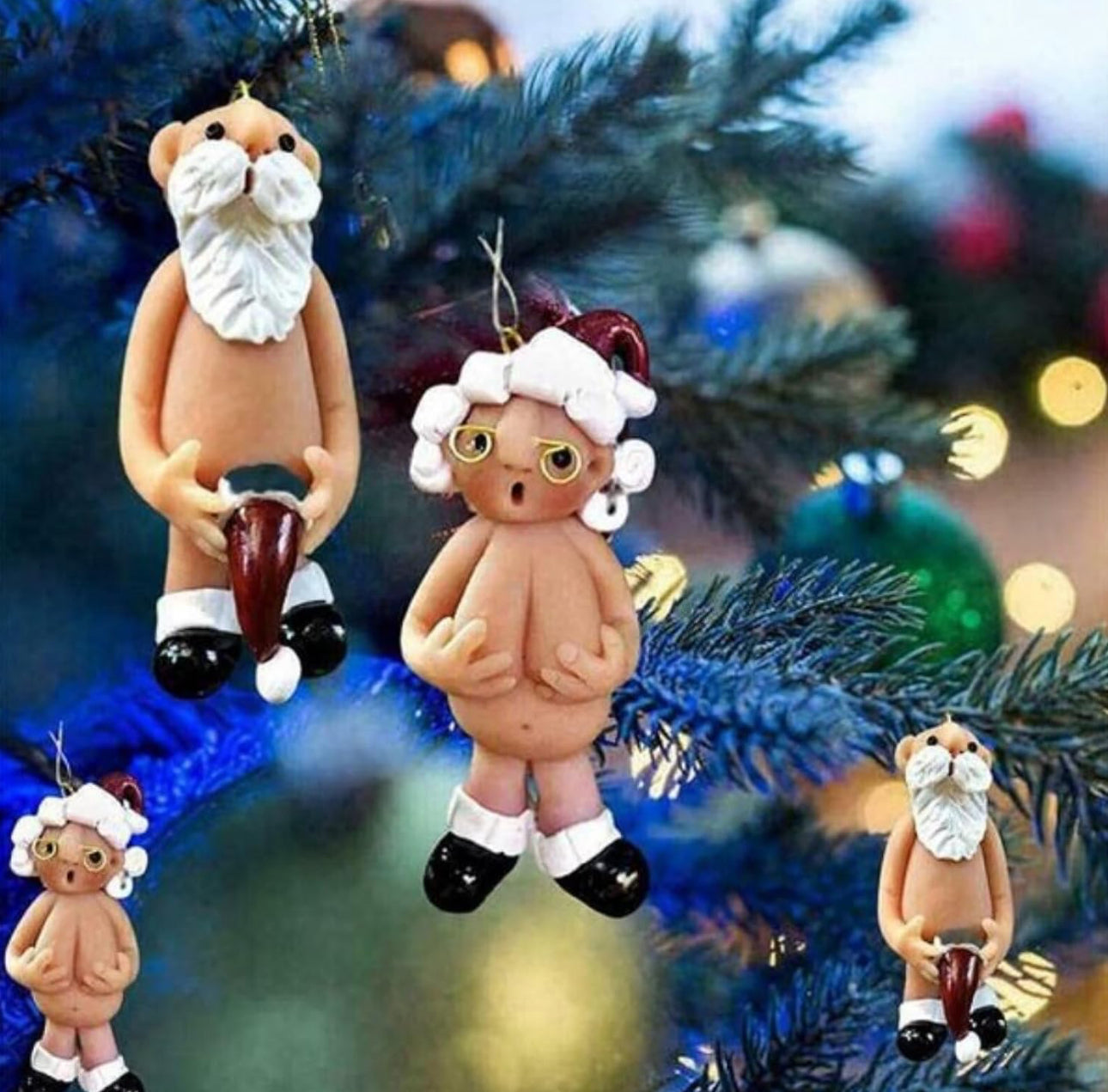 Naughty Naked Santa Claus Ornament