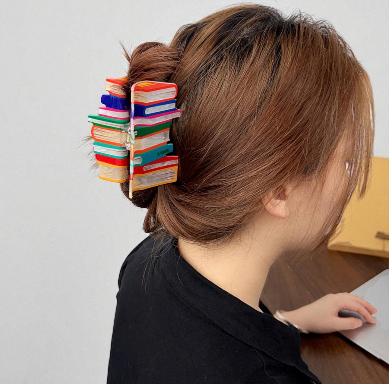 Book Stack Hair Claw Clip
