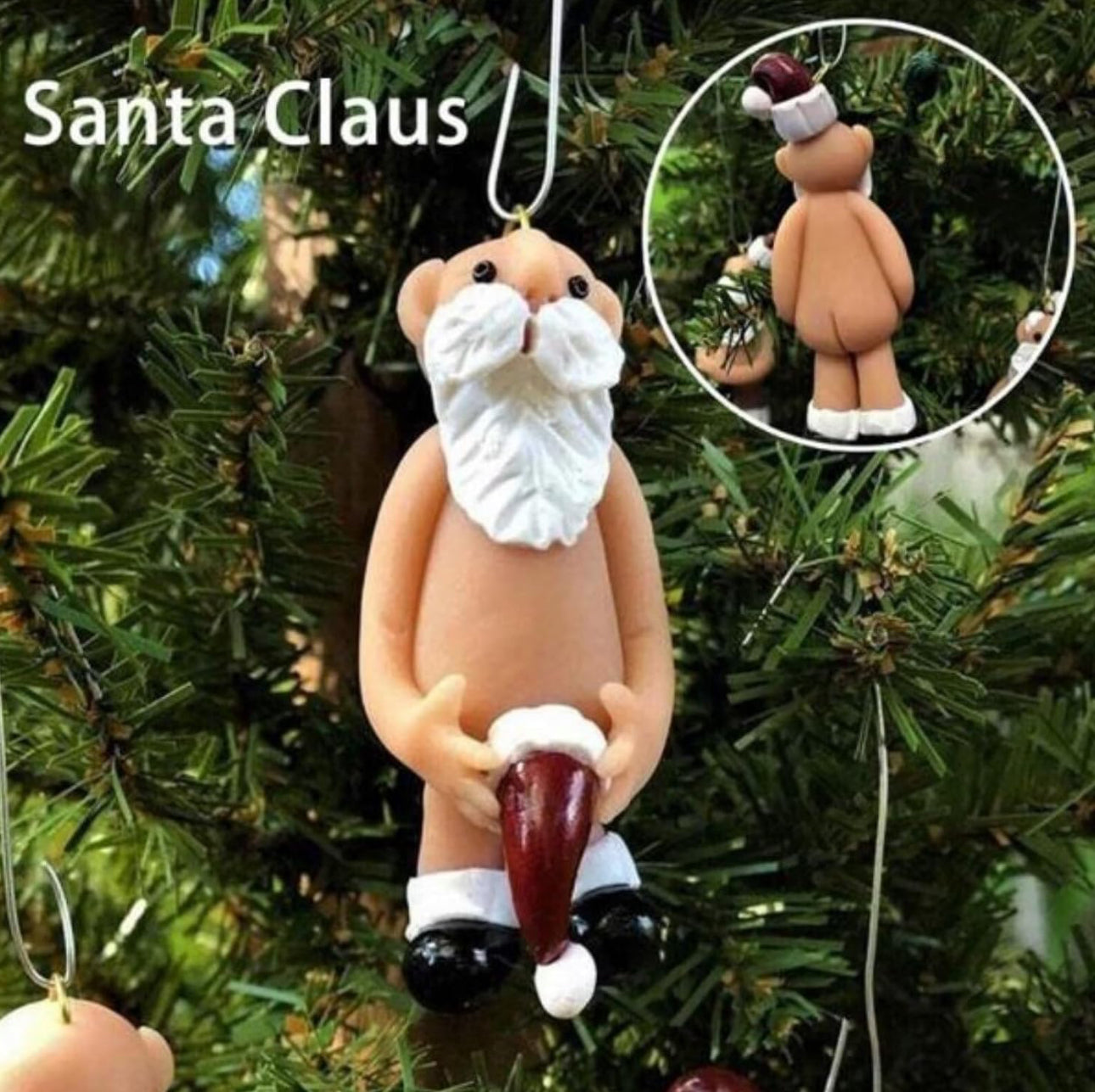 Naughty Naked Santa Claus Ornament