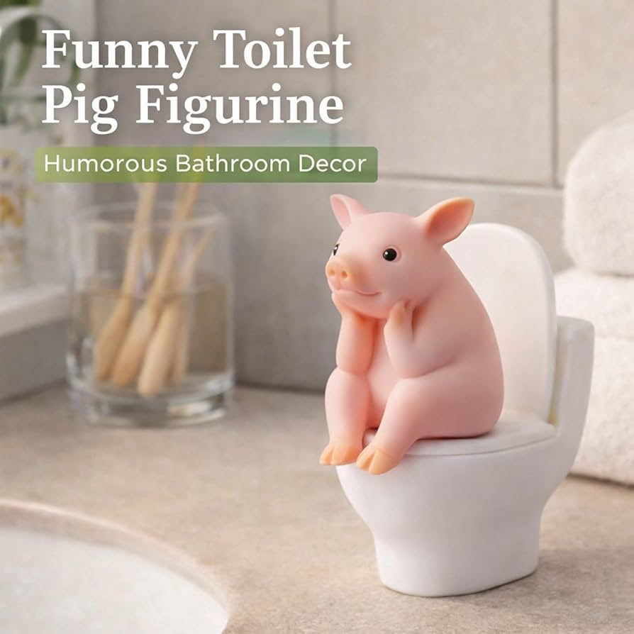 Funny Toilet Pig Figurine