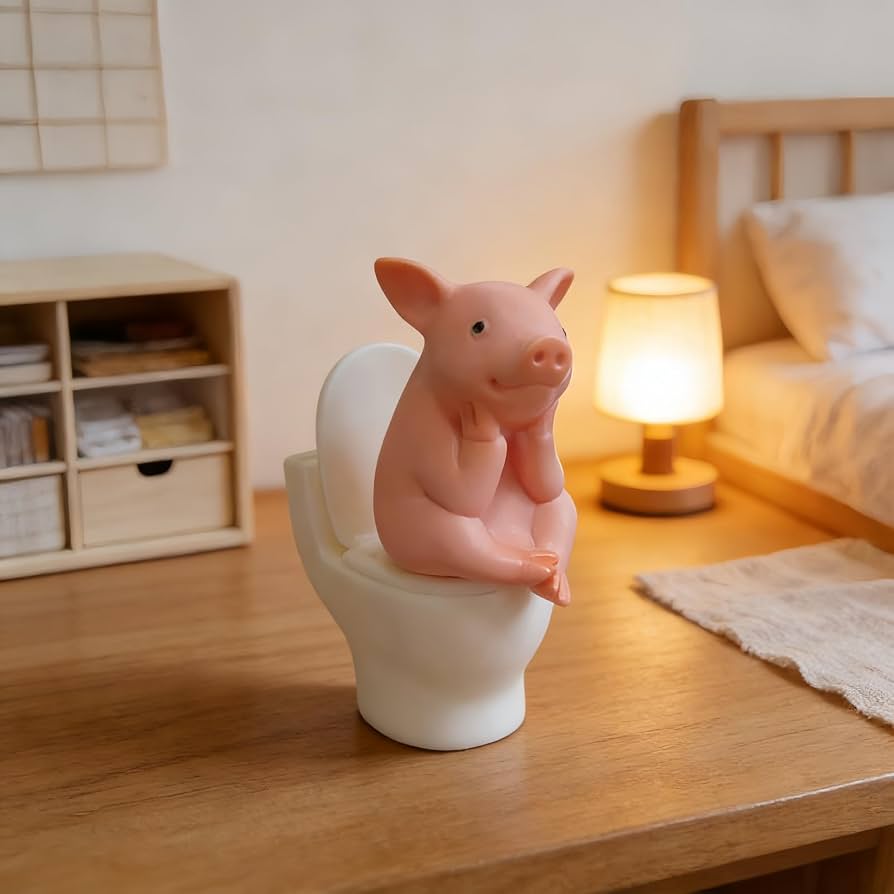 Funny Toilet Pig Figurine