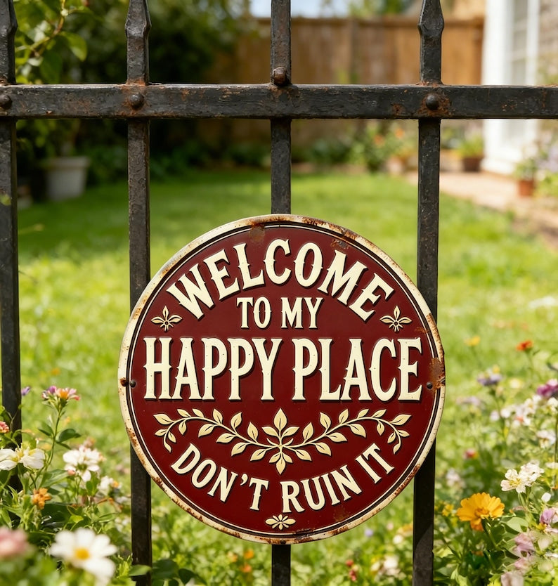 WELCOME TO MY HAPPY PLACE METAL SIGN