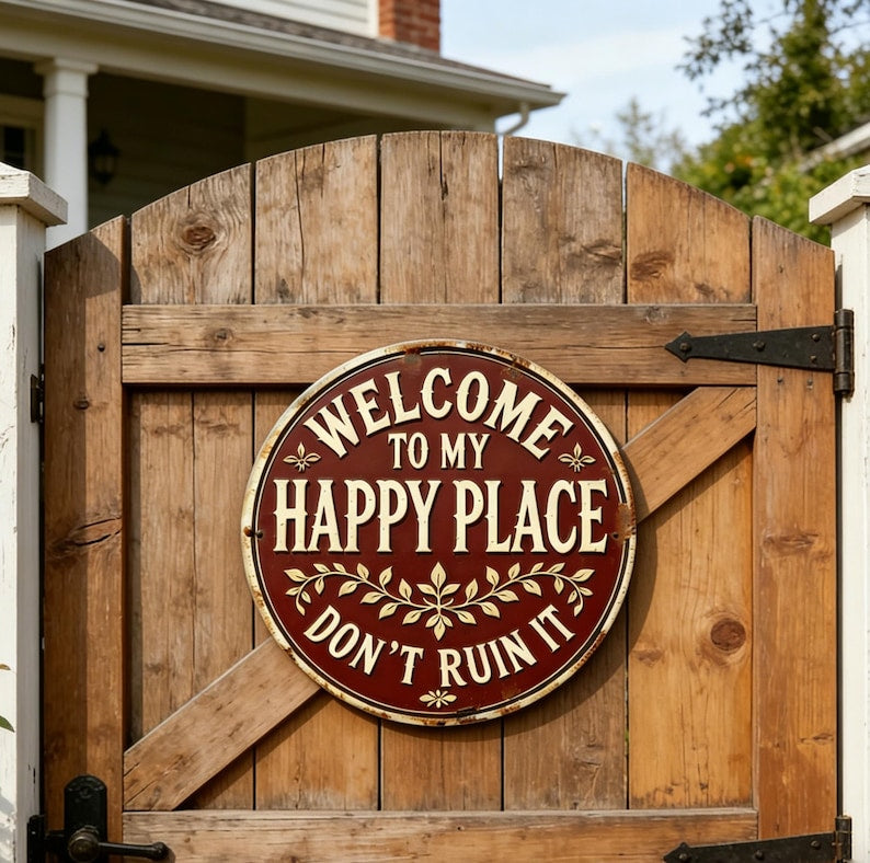 WELCOME TO MY HAPPY PLACE METAL SIGN