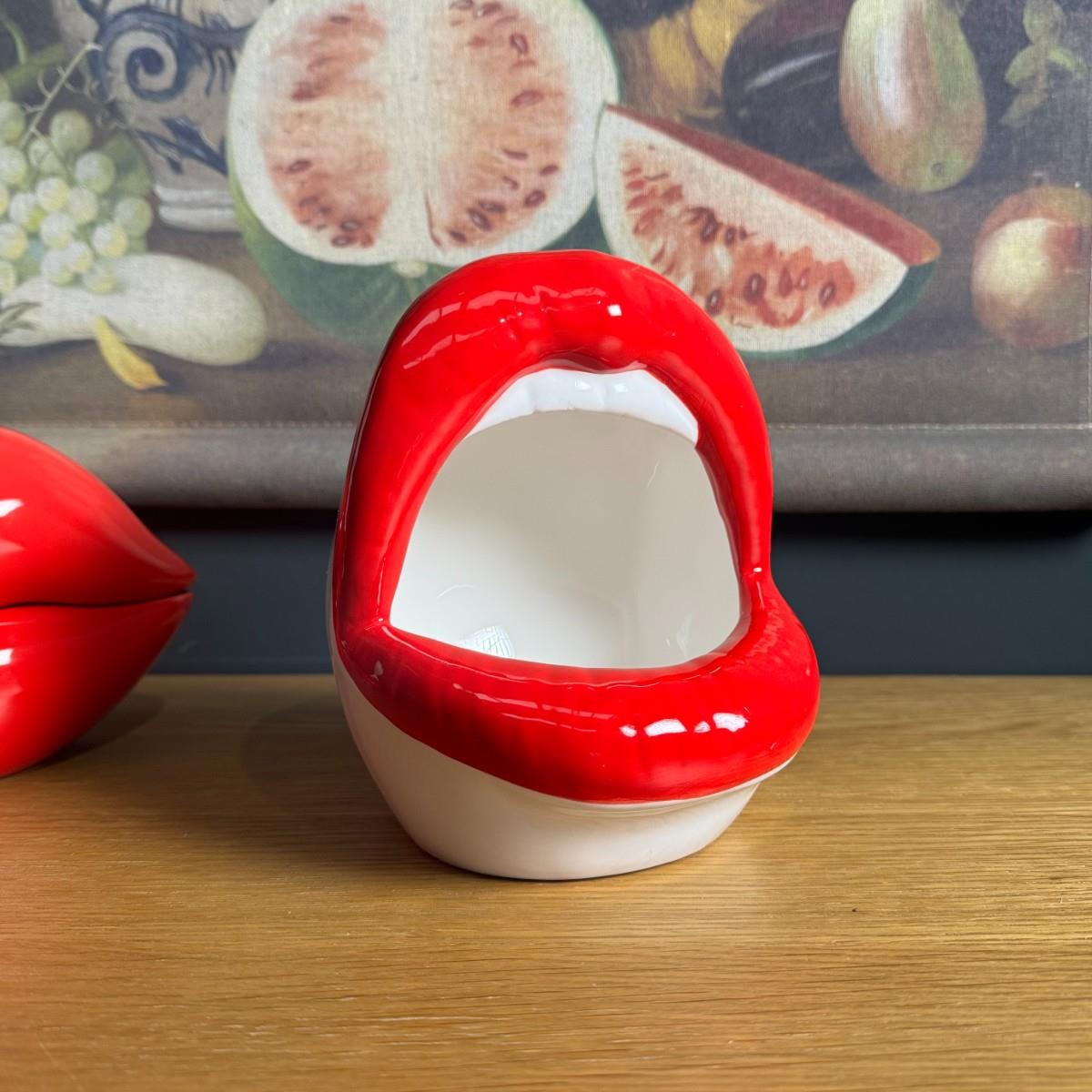 Red Lips Ceramic Storage Jar