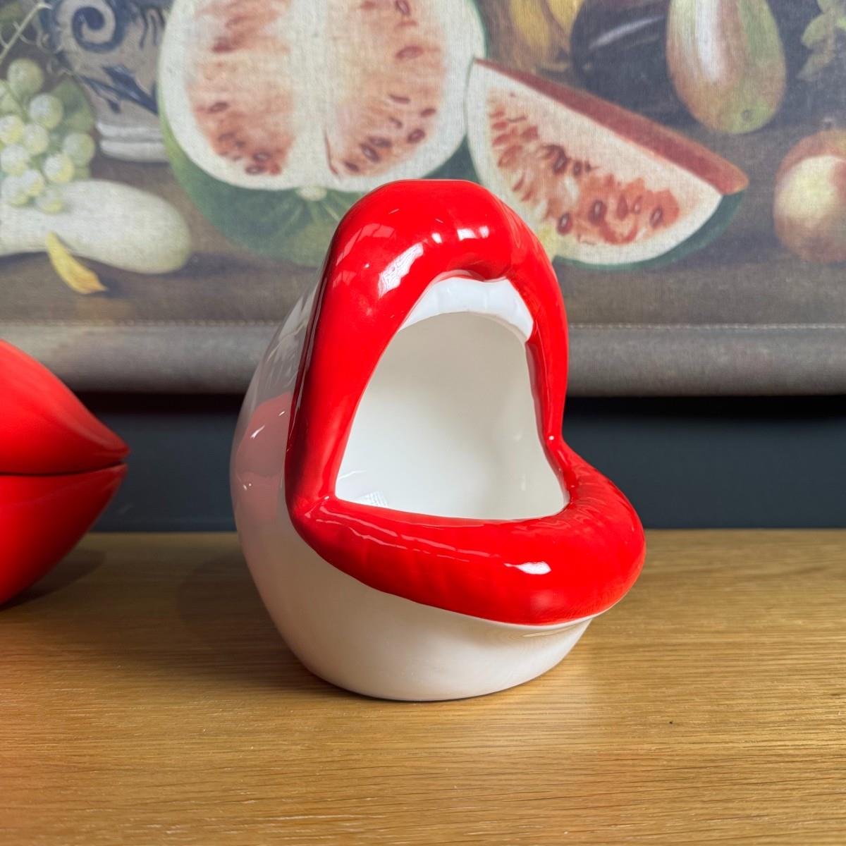 Red Lips Ceramic Storage Jar