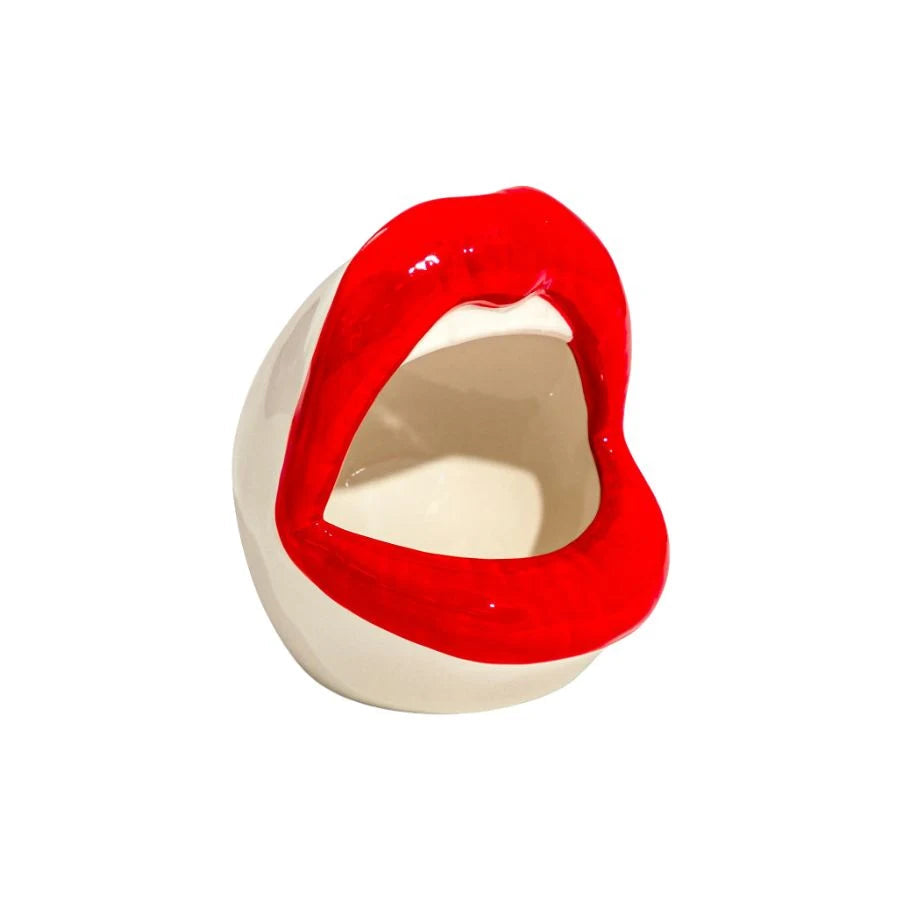 Red Lips Ceramic Storage Jar