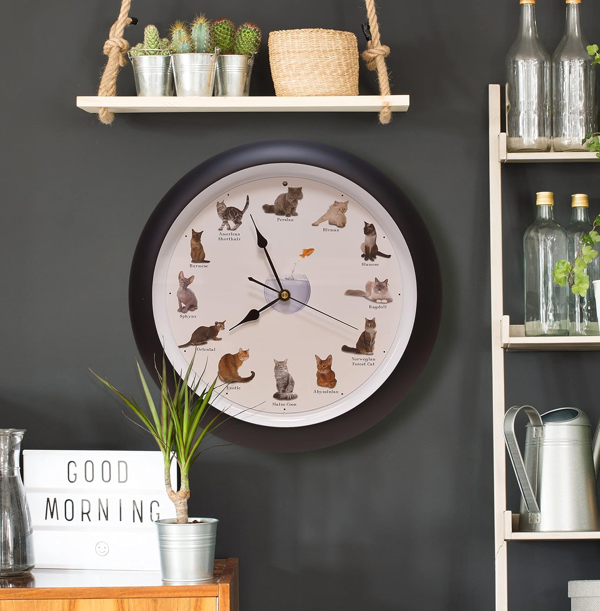 Meowing Cat Sounds Wall Clock