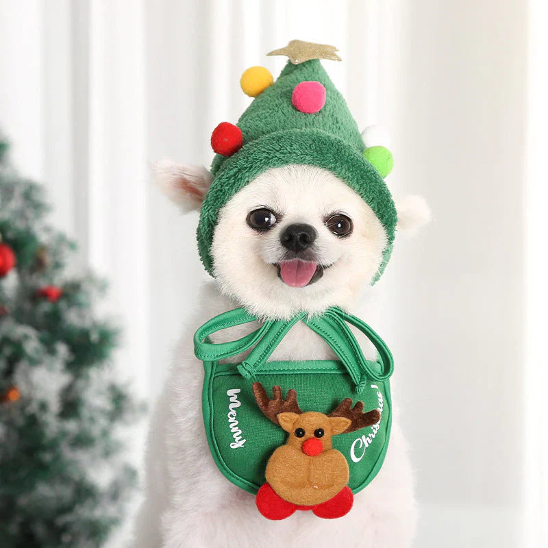 Holiday Pet Outfit ( Hat + Scarf )