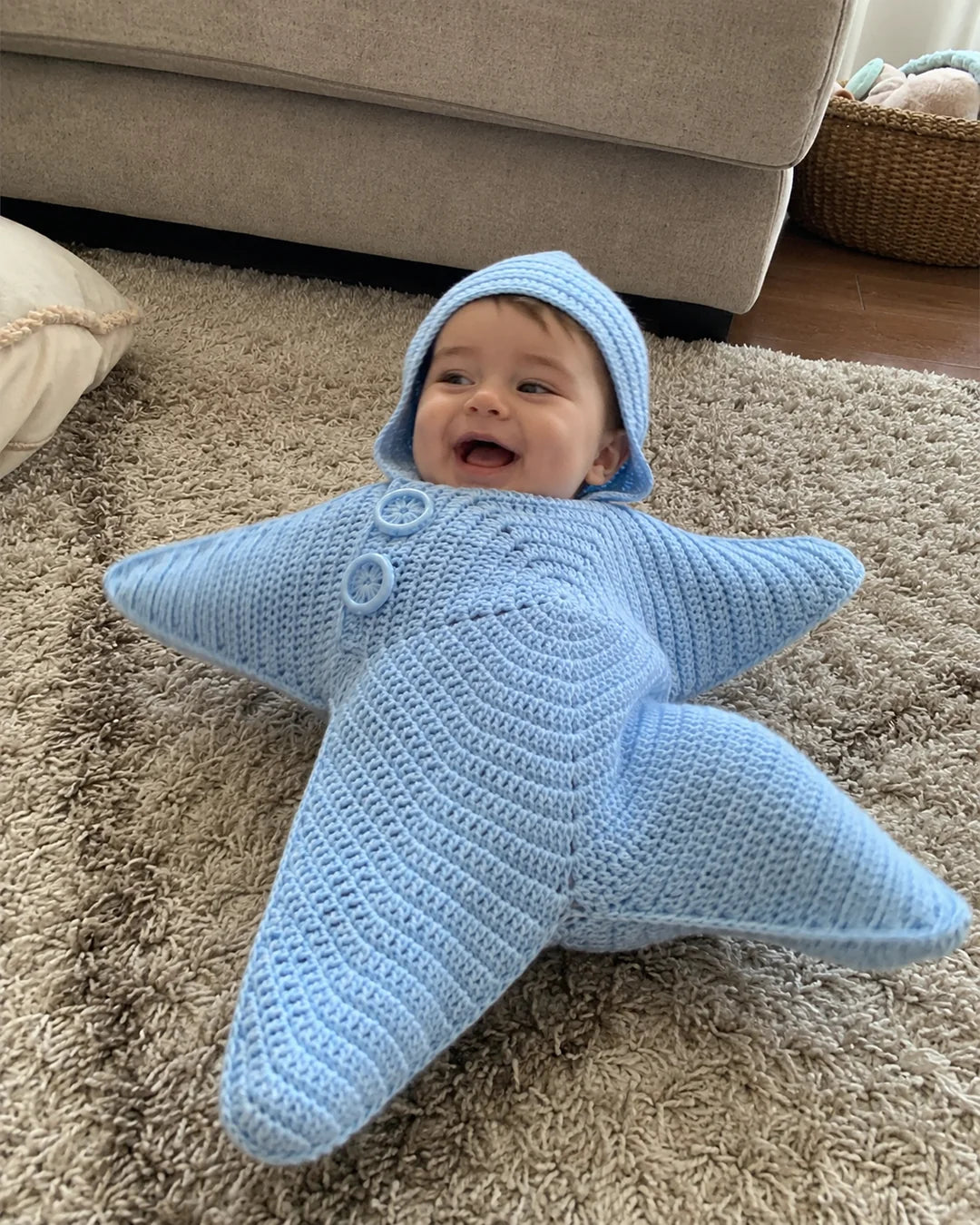 Star Hooded Baby Knit Wrap