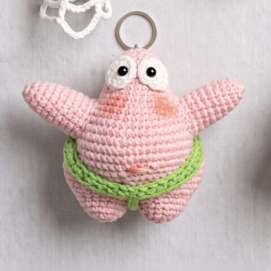 Patric Star Crochet Keychain