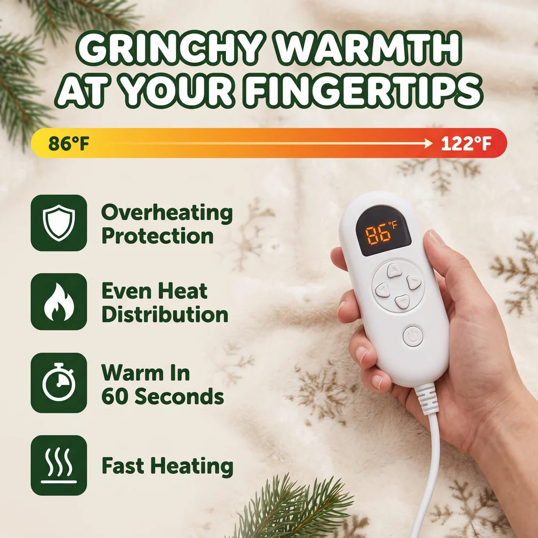 Cozy Grinch Heated Blanket