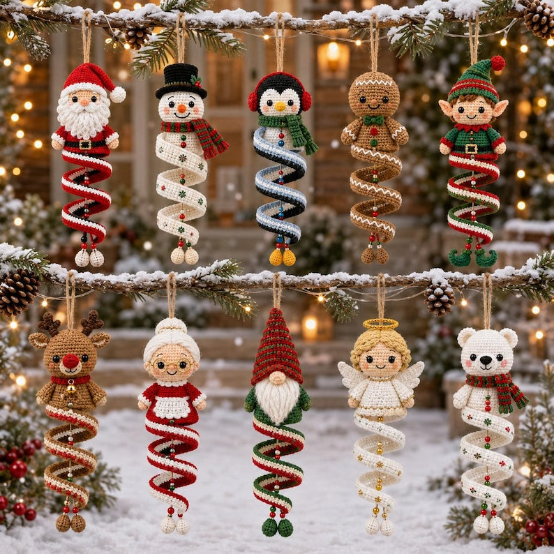 Crochet Christmas Spiral Ornaments