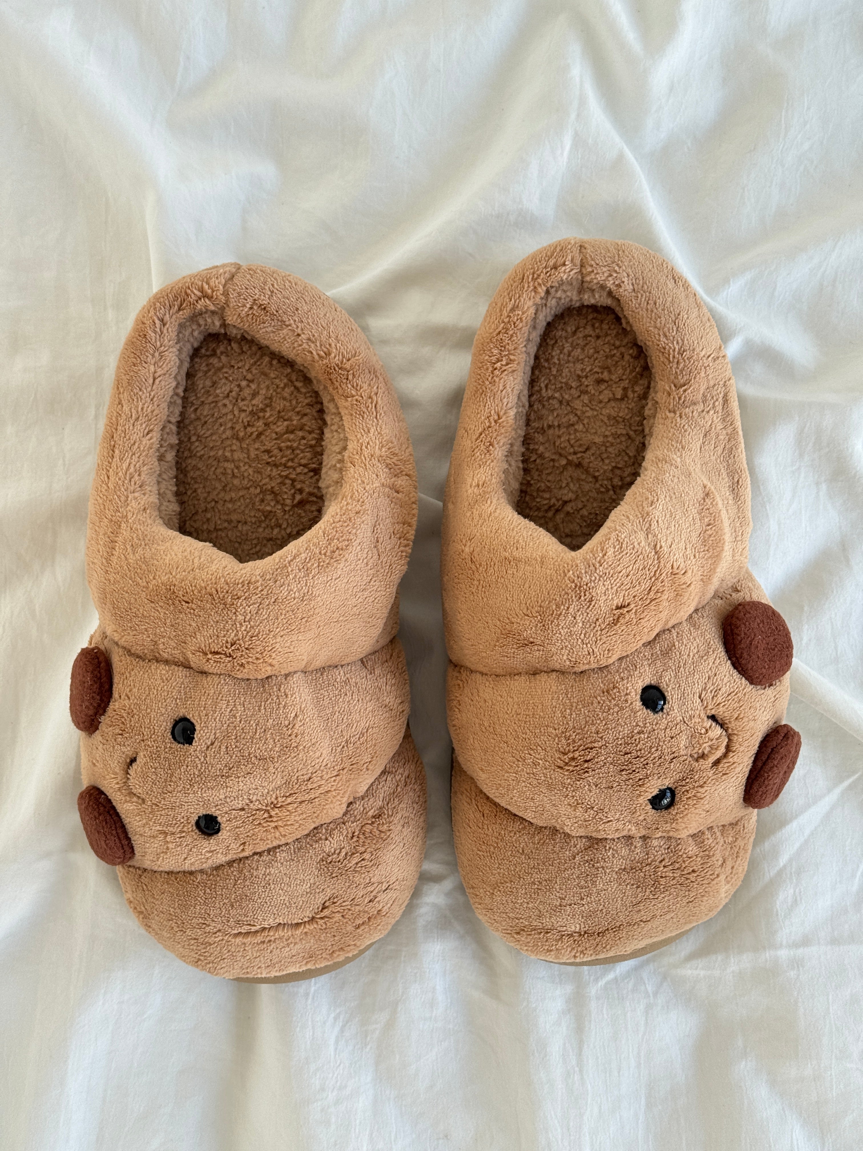 Croissant Fuzzy Scuff Slippers